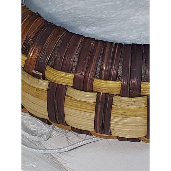 NEW Women's Brown Wicker Braid Handwoven Rattan Bangle Bracelet - Picture 2 of 3